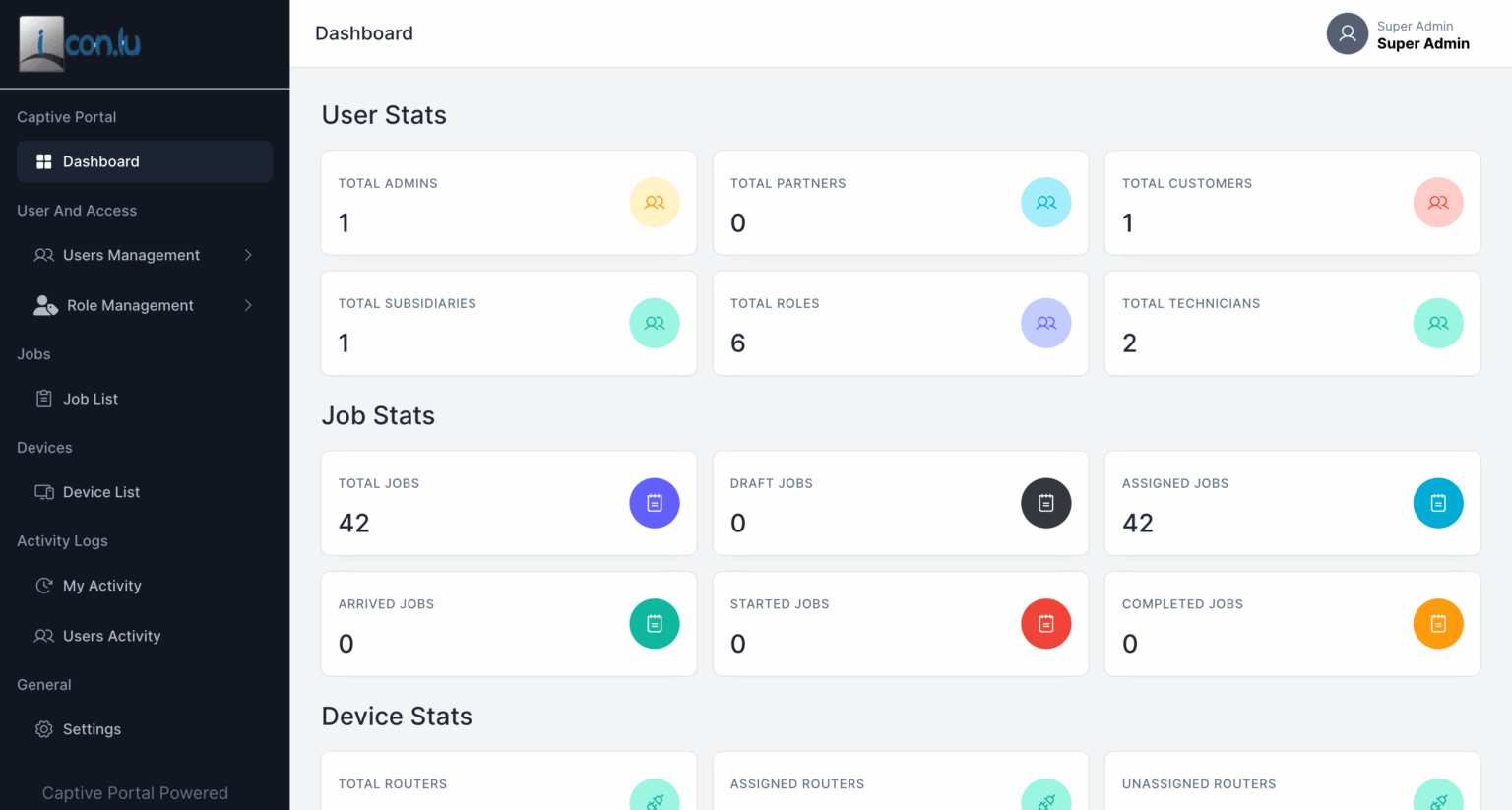 Captive Portal Dashboard